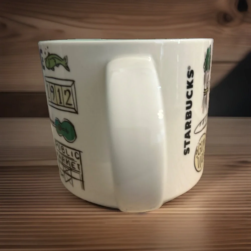 Starbucks Been There Series Pike Place 14oz Coffee Mug Seattle Collector EUC